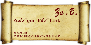 Zséger Bálint névjegykártya